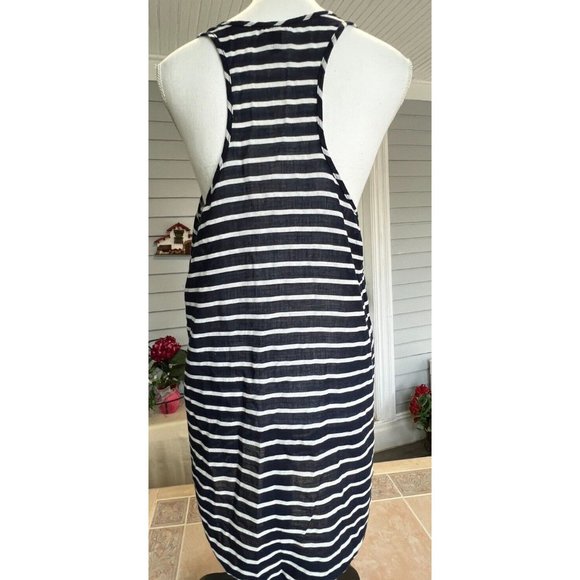 J. Crew Worn twice Navy-White Striped Tank Racerback Mini Dress Cotton Size M - Picture 3 of 9